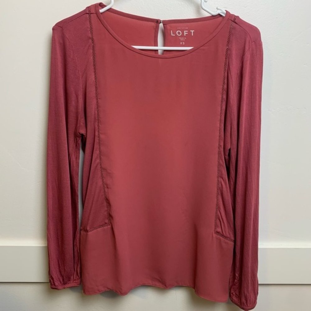 Ann Taylor LOFT Blush Pink Long Sleeve Blouse